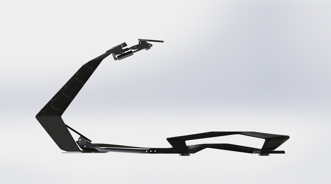 GTSEAT P47 carbon fibre racing simulator cockpit — side profile